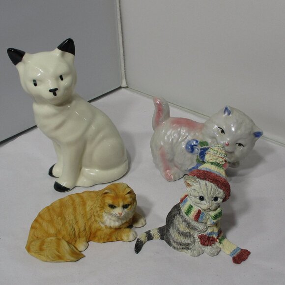 Mixed Lot of 4 Cat Kitten Collectible Figures Figurines - Picture 1 of 8